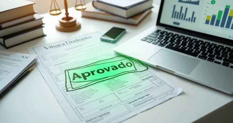 Carimbo digital aprovando certidão federal sobre relatório de documentos jurídicos