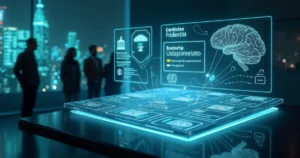 Ilustração de painel digital com certidões negativas digitais conectadas a órgãos públicos